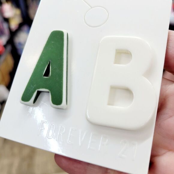 Brand New Forever 21 Letter " A" " B" Earrings - Picture 2 of 4